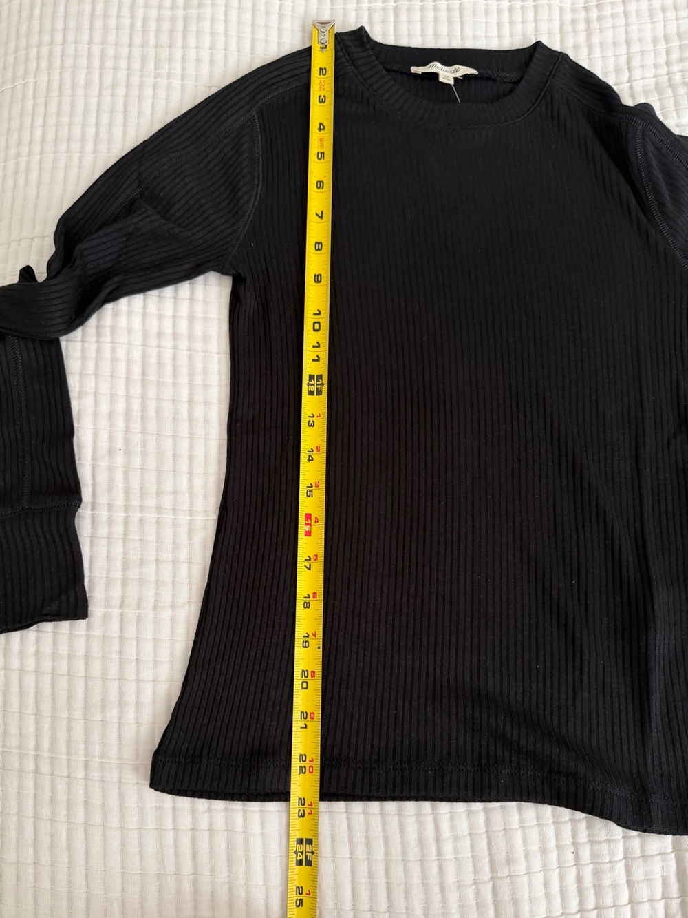 Madewell Black Ribbed Long Sleeve Top - Picture 3 of 10